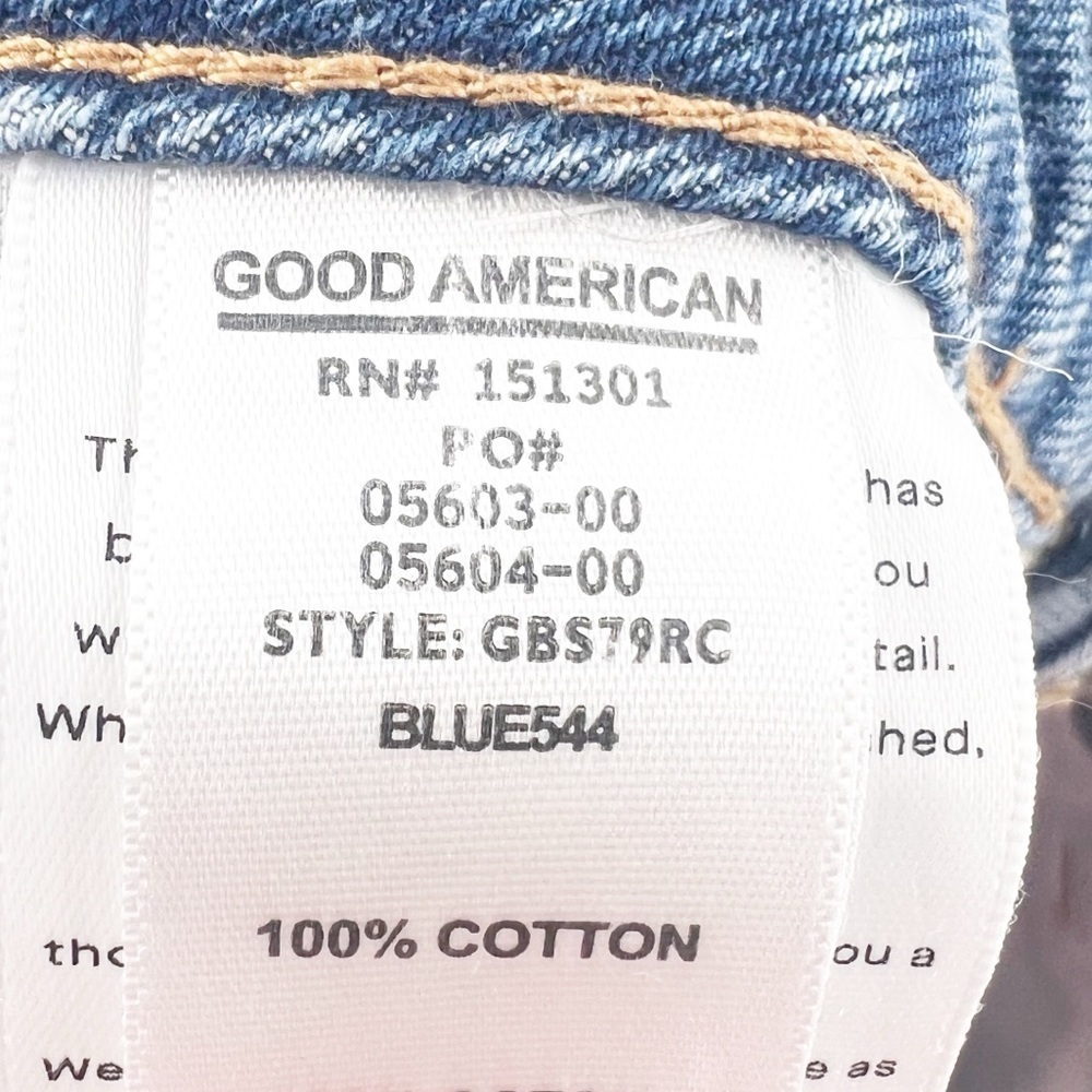 ✅ Good American Bombshell Cutoff Denim Shorts Size 4 / 27 BUTTON FRONT - Picture 6 of 7